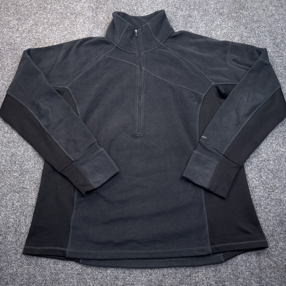 Columbia Fleece Jacket Womens Size XL Dark Gray Black 1/2 Zip Pullover Outdoors